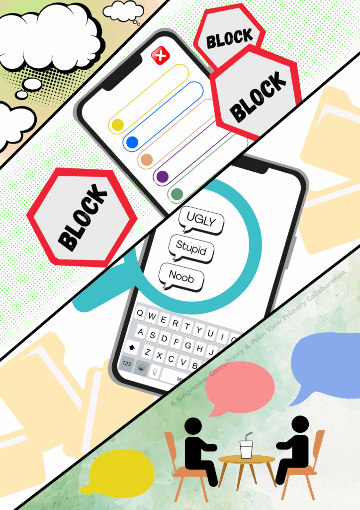 a poster for advocacy of the 4 steps to take after encountering cyber bullying