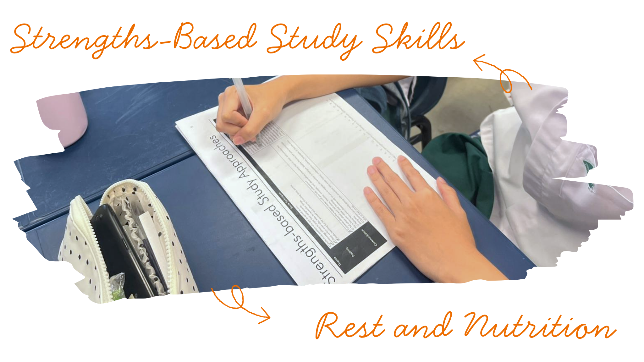 Student using strengths-base study approach study skills rest and nutrition for academic productivity