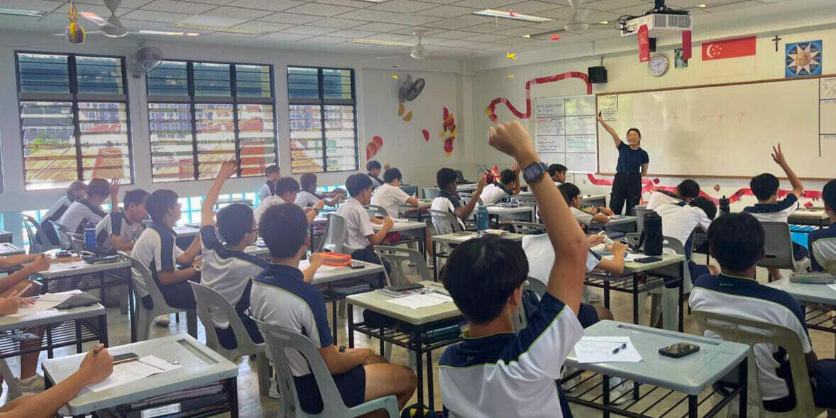 student participating in class