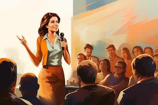lady speaking confidently public speaking