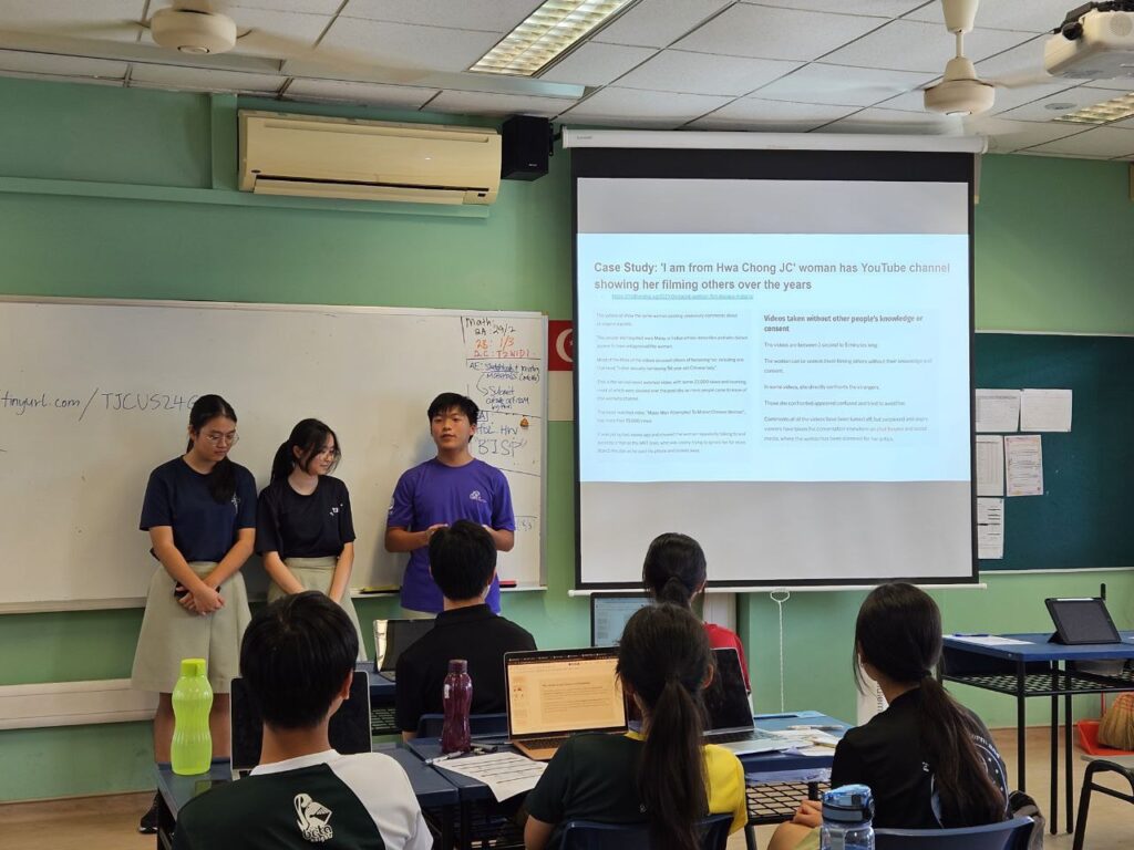 Secondary School Cyber Wellness Advocates presenting their research findings